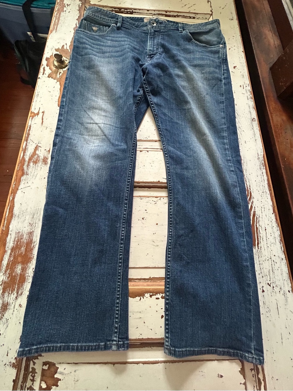 GUESS JEANS Men's Jeans 38x30 Classic Fit Straight Leg Blue Denim
